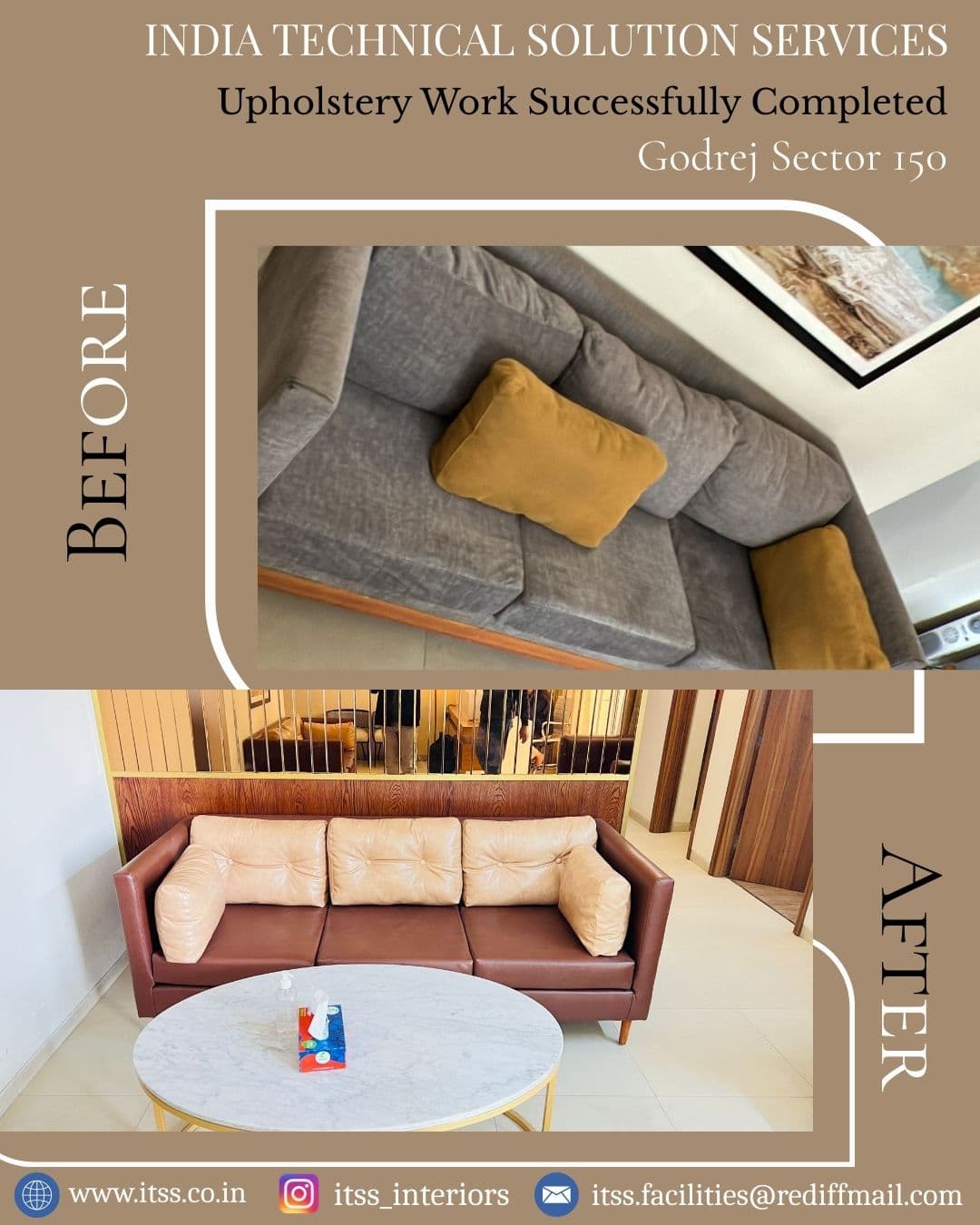 Office Upholstery Work – Godrej Sector 150 interior design project in India by ITSS